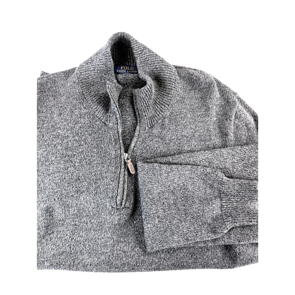 Polo Ralph Lauren Qtr Zip Pullover Mens L Tall Dark Gray